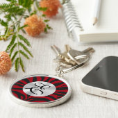 Red Zebra Monogram Sleutelhanger (Zijkant)
