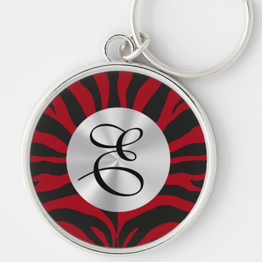 Red Zebra Monogram Sleutelhanger (Voorkant)