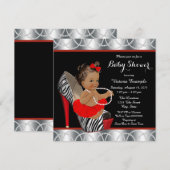 Red Zebra Pearl High Heel Shoe Etnisch Baby shower Kaart (Voorkant / Achterkant)