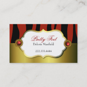 Red Zebra Print en Gold Visitekaartje
