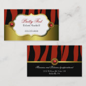 Red Zebra Print en Gold Visitekaartje (Voorkant / Achterkant)