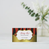 Red Zebra Print en Gold Visitekaartje (Staand voorkant)