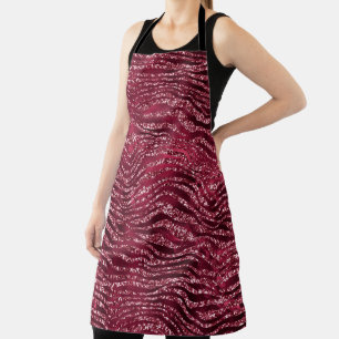 Red Zebra Print Glitzy Glitter Schort