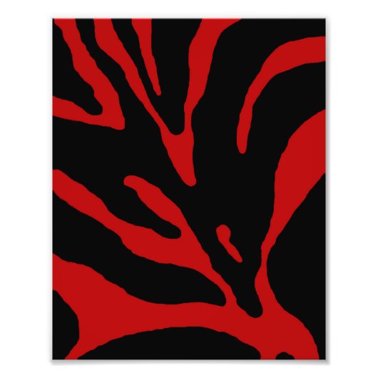 Red Zebra Stripe Animal Print Foto Afdruk (Voorkant)