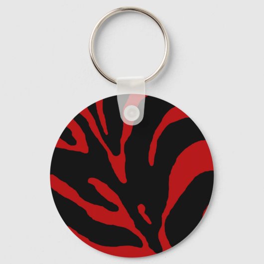 Red Zebra Stripe Animal Print Sleutelhanger (Voorkant)