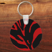 Red Zebra Stripe Animal Print Sleutelhanger (Voorkant)