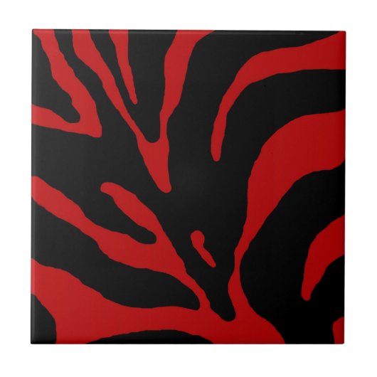 Red Zebra Stripe Animal Print Tegeltje (Voorkant)