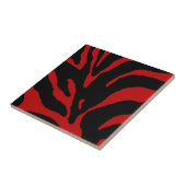Red Zebra Stripe Animal Print Tegeltje (Zijkant)