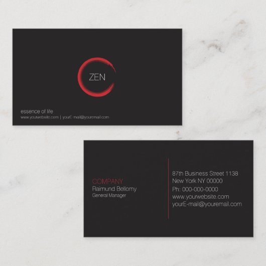 Red Zen Visitekaartje (Voorkant / Achterkant)