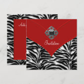 Red Zerbra Party Kaart (Voorkant / Achterkant)