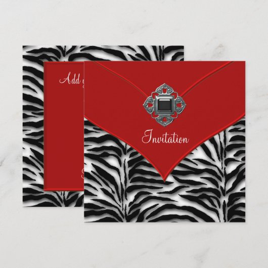 Red Zerbra Party Kaart (Voorkant / Achterkant)