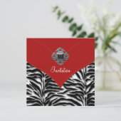 Red Zerbra Party Kaart (Staand voorkant)