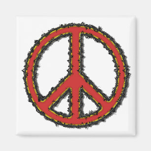 Red Zig Zag Peace Sign Magneet