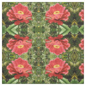 Red Zinnia Floral Patterned Fabric Stof (Swatch)