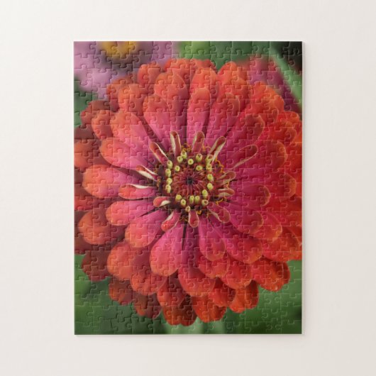 Red zinnia - floral Puzzle with Gift Box Legpuzzel (Verticaal)