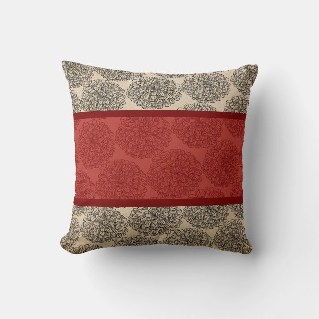 Red  Zinnia Pillow Kussen (Voorkant)