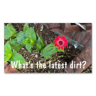 Red Zinnia with Rusty Objects Business Card Magnetisch Visitekaartje