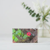 Red Zinnia with Rusty Objects Business Card Visitekaartje (Staand voorkant)