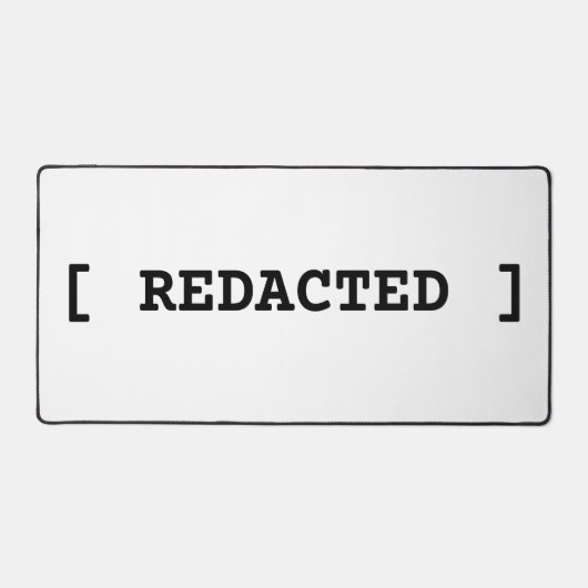 [ REDACTED ] Large Minimalist Typographic Desk Mat (Voorkant)