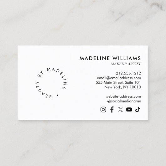 Redactie Chique Tekst Schoonheid Blush Mauve Visitekaartje (Achterkant)