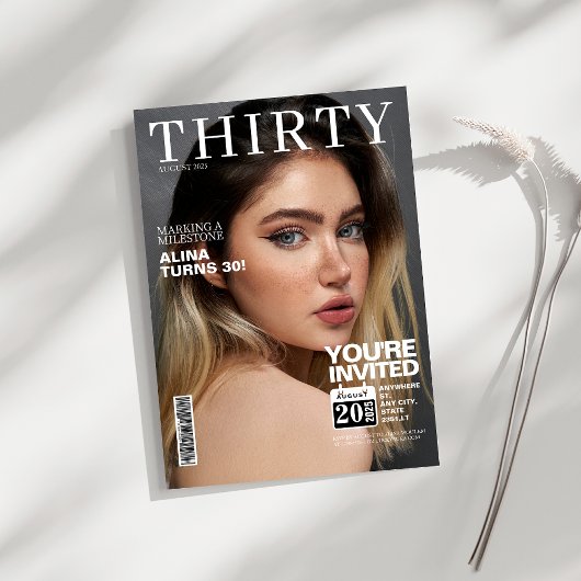 Redactie magazine cover foto 30ste verjaardag kaart