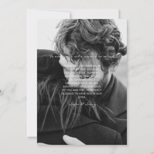 Redactie zwart-wit magazine bruiloft bedankkaart (Achterkant)