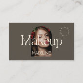 Redactioneel chique tekst make-up ivoor/bruin visitekaartje (Voorkant)