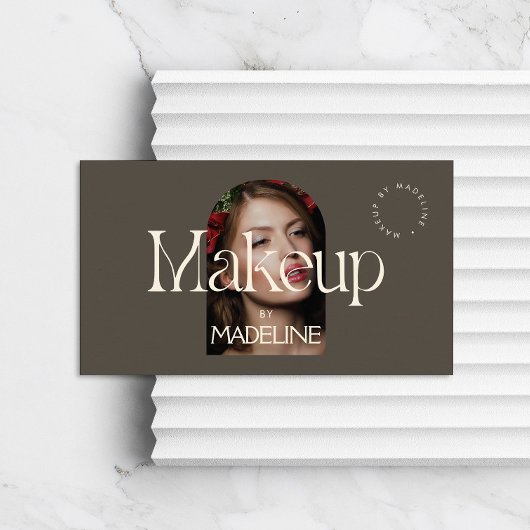 Redactioneel chique tekst make-up ivoor/bruin visitekaartje