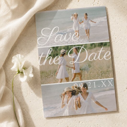 Redactioneel Drie Foto Collage Script Save The Date