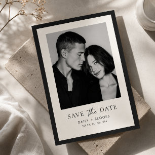 Redactioneel Minimalistisch Zwart Witte Typografie Save The Date