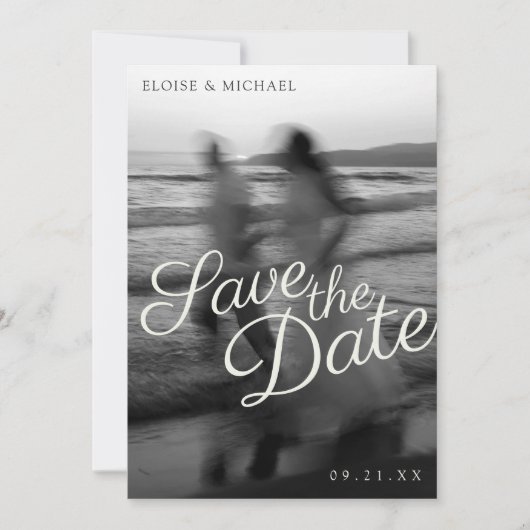 Redactioneel onscherpe foto-script Sla de datum op Save The Date (Voorkant)