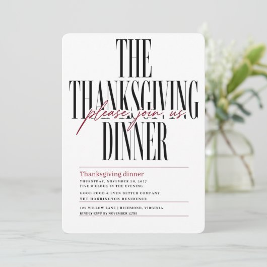 Redactioneel Script Thanksgiving Dinner Kaart (Staand voorkant)