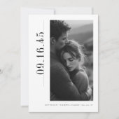 Redactioneel Verticaal Datum Zwart Wit Save the Da Date (Voorkant)