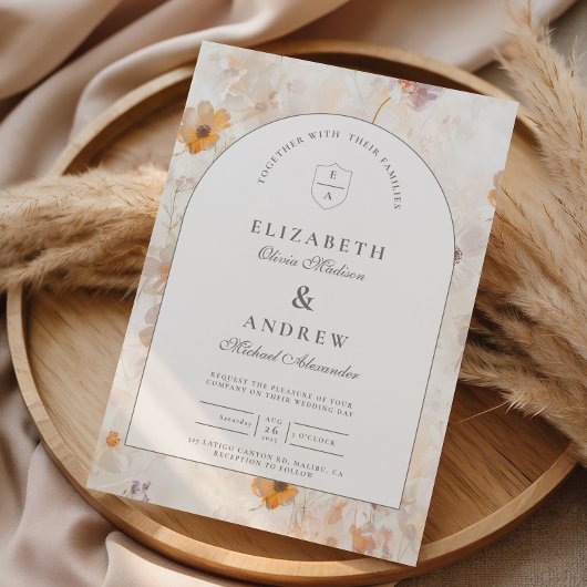 Redactioneel Wildflower Bruiloft Kaart