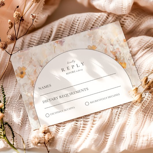 Redactioneel Wildflower Bruiloft RSVP Kaartje