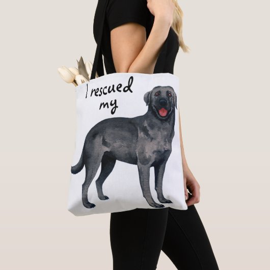 Redactioneel zwart laboratorium tote bag (Dichtbij)
