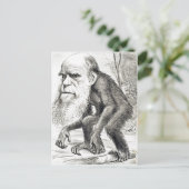 Redactionele Cartoon van Charles Darwin 1871 Briefkaart (Staand voorkant)