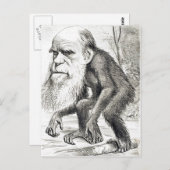 Redactionele Cartoon van Charles Darwin 1871 Briefkaart (Voorkant / Achterkant)