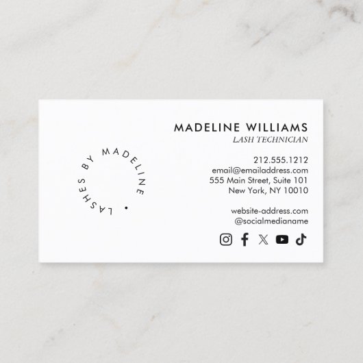 Redactionele Chique Tekst Lashes Blush Mauve Visitekaartje (Achterkant)