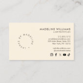 Redactionele chique tekst wimpers ivoor/bruin visitekaartje (Achterkant)