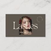 Redactionele chique tekst wimpers ivoor/bruin visitekaartje (Voorkant)