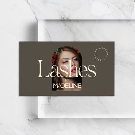 Redactionele chique tekst wimpers ivoor/bruin visitekaartje