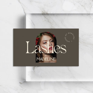 Redactionele chique tekst wimpers ivoor/bruin visitekaartje