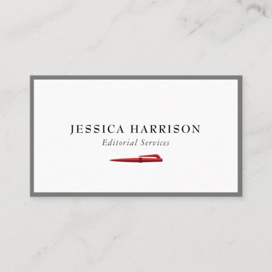 Redactionele diensten Grey Border Visitekaartje (Voorkant)