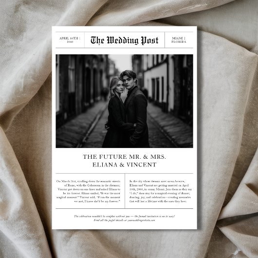 redactionele foto krant bruiloft save the date