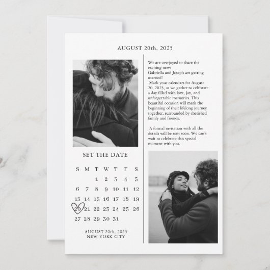 Redactionele kalender tijdschrift bruiloft opslaan kaart (Achterkant)