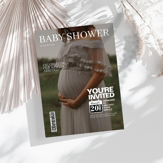 Redactionele magazine cover foto Baby shower Kaart