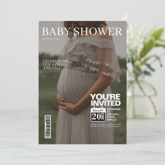 Redactionele magazine cover foto Baby shower Kaart (Staand voorkant)