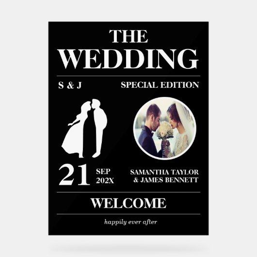 Redactionele stijl bruiloft ingang welkom acryl bord (Voorkant)