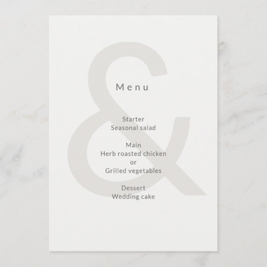 Redactionele typografie Huwelijk Menu (Voorkant)